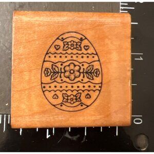 RARE Vintage Hero Arts Rubber Stamp set detailed egg and 2 love bunnies Easter